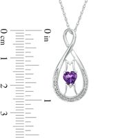 5.0mm Heart-Shaped Amethyst and Diamond Accent "MOM" Infinity Pendant in Sterling Silver|Peoples Jewellers