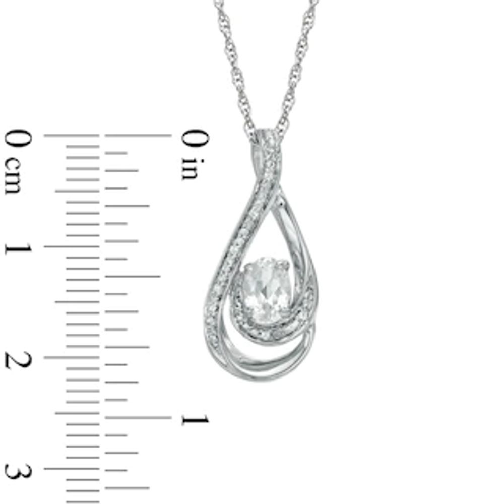 Oval Lab-Created White Sapphire and Diamond Accent Loop Pendant in Sterling Silver|Peoples Jewellers