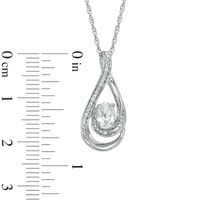 Oval Lab-Created White Sapphire and Diamond Accent Loop Pendant in Sterling Silver|Peoples Jewellers