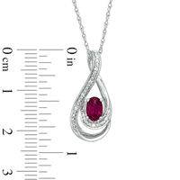Oval Lab-Created Ruby and Diamond Accent Loop Pendant in Sterling Silver|Peoples Jewellers
