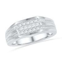 Men's 0.33 CT. T.W. Diamond Rope Ring in 10K White Gold|Peoples Jewellers
