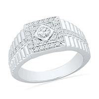 Men's 0.50 CT. T.W. Diamond Square Ring in 10K White Gold|Peoples Jewellers