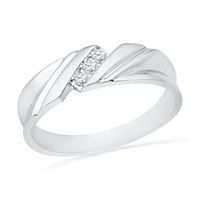 Men's 0.16 CT. T.W. Diamond Slant Ring in 10K White Gold|Peoples Jewellers