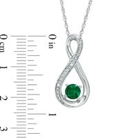 5.0mm Lab-Created Emerald and Diamond Accent Infinity Pendant in Sterling Silver|Peoples Jewellers