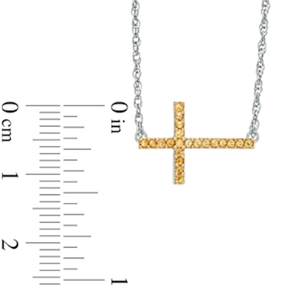 Citrine Sideways Cross Necklace in Sterling Silver|Peoples Jewellers