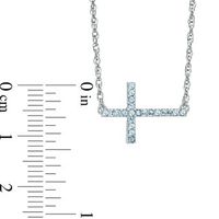 Aquamarine Sideways Cross Necklace in Sterling Silver|Peoples Jewellers