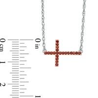 Garnet Sideways Cross Necklace in Sterling Silver|Peoples Jewellers
