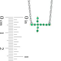 Lab-Created Emerald Sideways Cross Necklace in Sterling Silver|Peoples Jewellers