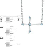 Aquamarine Sideways Cross Necklace in Sterling Silver|Peoples Jewellers