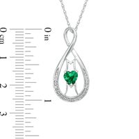 5.0mm Heart-Shaped Lab-Created Emerald and Diamond Accent "MOM" Infinity Pendant in Sterling Silver|Peoples Jewellers