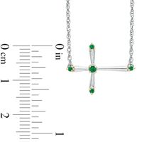 Lab-Created Emerald Sideways Cross Necklace in Sterling Silver|Peoples Jewellers