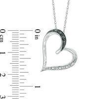 Black and White Diamond Accent Tilted Heart Pendant in Sterling Silver|Peoples Jewellers