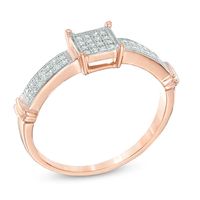 0.16 CT. T.W. Diamond Square Cluster Ring in 10K Rose Gold|Peoples Jewellers