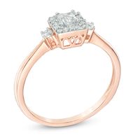 0.25 CT. T.W. Princess-Cut Diamond Frame Promise Ring in 10K Rose Gold|Peoples Jewellers