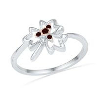 Garnet Maple Leaf Ring in Sterling Silver|Peoples Jewellers