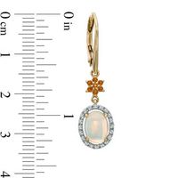 Oval Opal, Madeira Citrine and Lab-Created White Sapphire Drop Earrings in 10K Gold|Peoples Jewellers