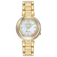 Ladies' Citizen Eco-Drive® Sunrise Gold-Tone Watch with Mother-of-Pearl Dial (Model: EM0334-54D)|Peoples Jewellers
