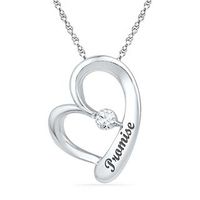 Lab-Created White Sapphire Tilted Heart Pendant in Sterling Silver (7 Characters)|Peoples Jewellers