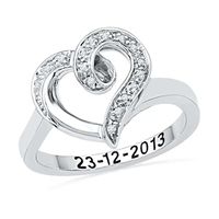 Diamond Accent Heart Ring in Sterling Silver (10 Characters)|Peoples Jewellers