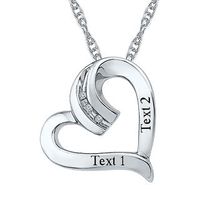 Diamond Accent Tilted Heart Pendant in Sterling Silver (2 Lines)|Peoples Jewellers
