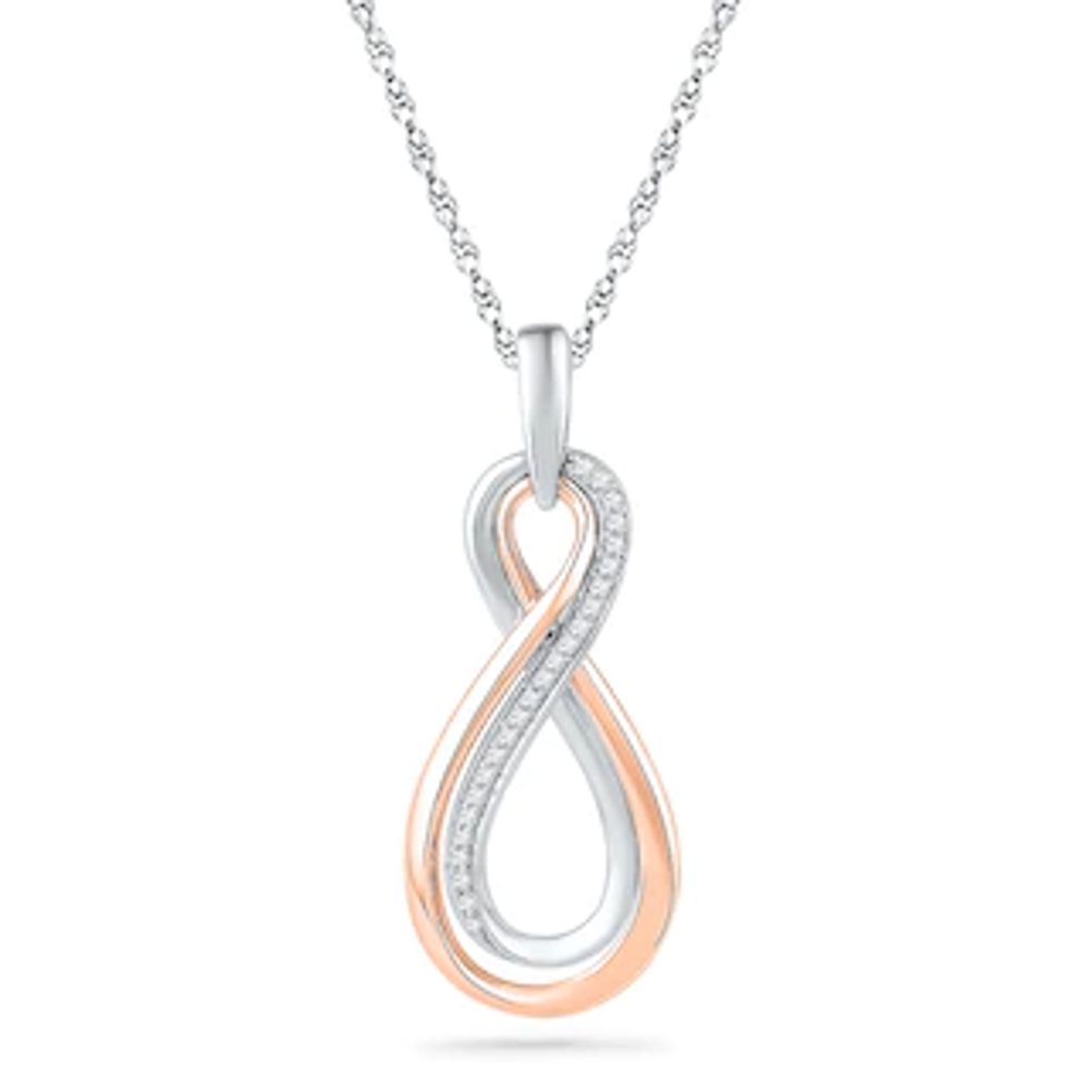 0.10 CT. T.W. Diamond Double Infinity Pendant in Sterling Silver and 10K Rose Gold|Peoples Jewellers