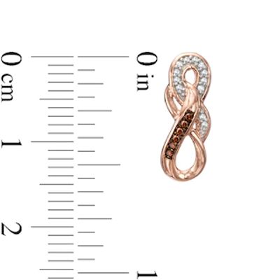 Enhanced Cognac and White Diamond Accent Double Infinity Drop Earrings in 10K Rose Gold|Peoples Jewellers