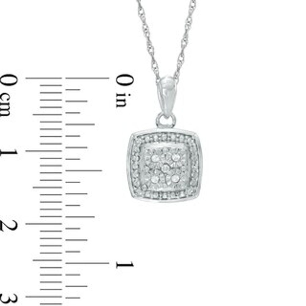 Quad Diamond Accent Frame Pendant in Sterling Silver|Peoples Jewellers