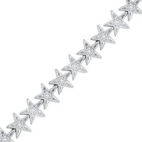 0.20 CT. T.W. Diamond Star Link Bracelet in Sterling Silver - 7.25"|Peoples Jewellers