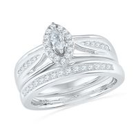 0.50 CT. T.W. Marquise Diamond Frame Bridal Set in 10K White Gold|Peoples Jewellers