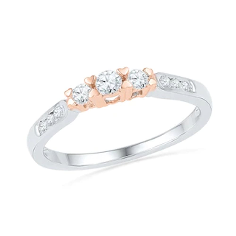 0.25 CT. T.W. Diamond Three Stone Promise Ring in 10K Two-Tone Gold|Peoples Jewellers