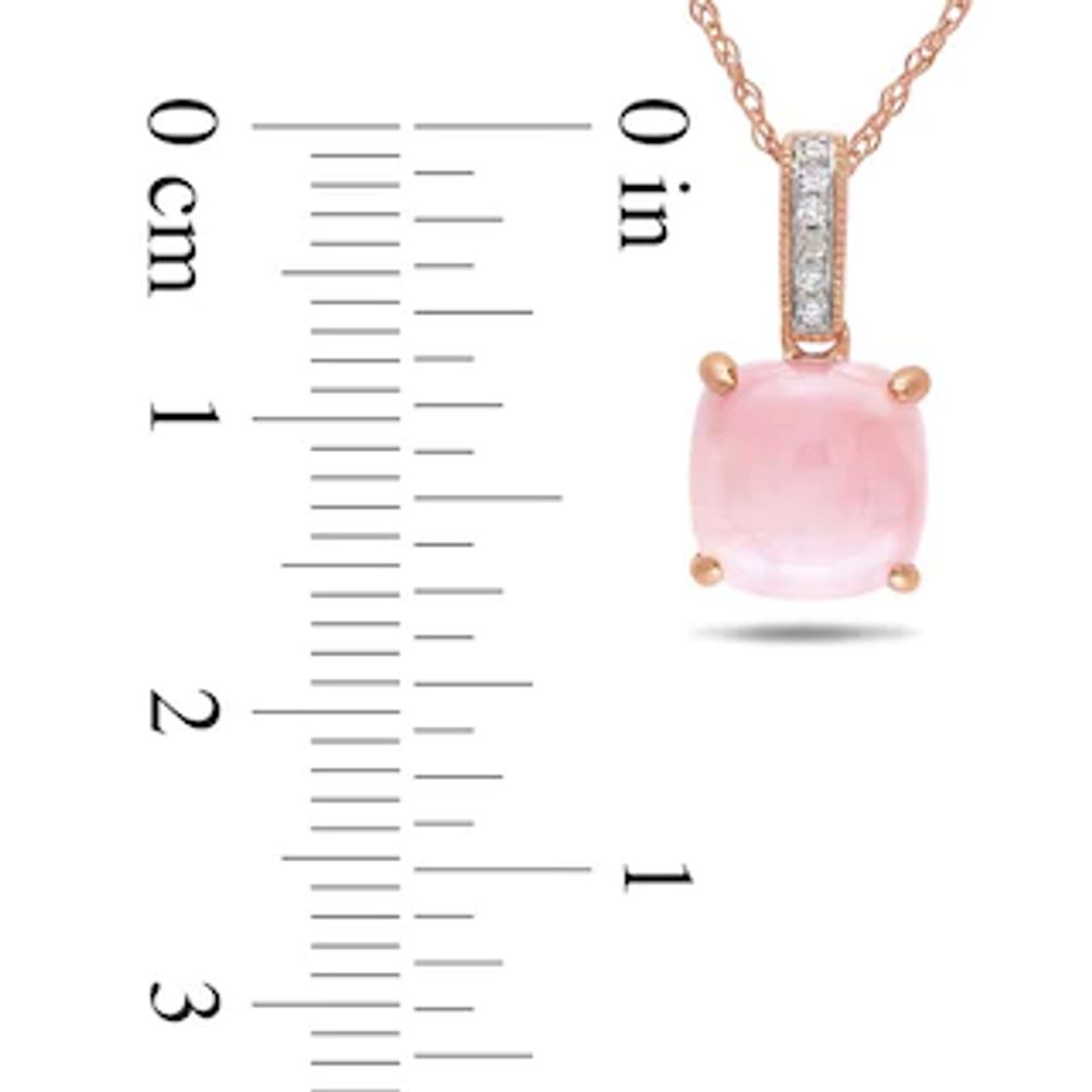 8.0mm Cushion-Cut Pink Opal and Diamond Accent Pendant in 10K Rose Gold - 17"|Peoples Jewellers