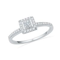 0.20 CT. T.W. Princess-Cut Diamond Square Frame Promise Ring in 10K White Gold|Peoples Jewellers