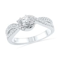 0.50 CT. T.W. Diamond Three Stone Slant Split Shank Ring in 10K White Gold|Peoples Jewellers