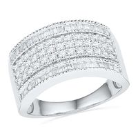 1.00 CT. T.W. Diamond Multi-Row Band in 10K White Gold|Peoples Jewellers