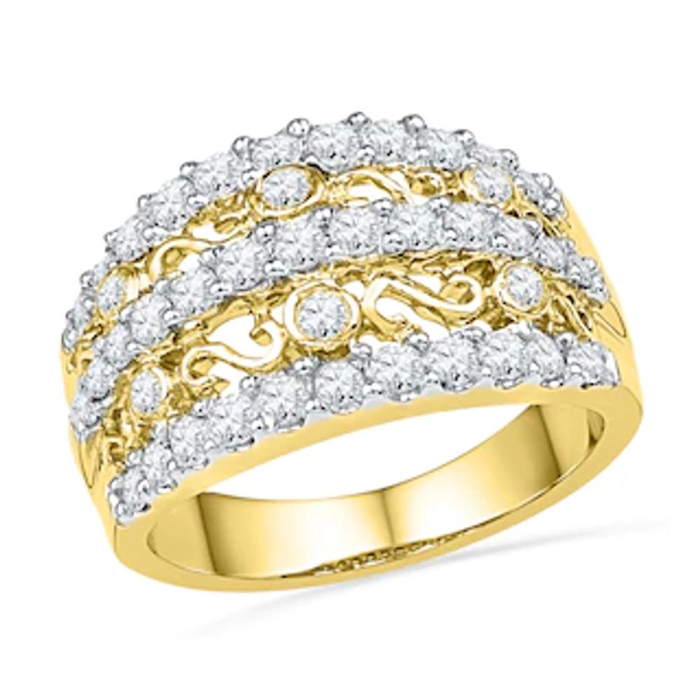 1.33 CT. T.W. Diamond Layered Scroll Band in 10K Gold|Peoples Jewellers