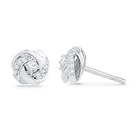 0.13 CT. T.W. Diamond Love Knot Stud Earrings in 10K White Gold|Peoples Jewellers