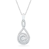 0.50 CT. T.W. Diamond Spiral Teardrop Pendant in 10K White Gold|Peoples Jewellers