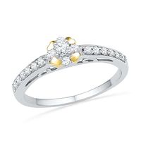 0.33 CT. T.W. Princess-Cut Diamond Frame Promise Ring in Sterling Silver and 10K Gold|Peoples Jewellers