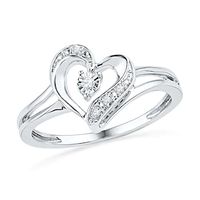 Diamond Accent Ribbon Heart Ring in Sterling Silver|Peoples Jewellers