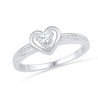 0.10 CT. T.W. Diamond Heart Promise Ring in Sterling Silver|Peoples Jewellers