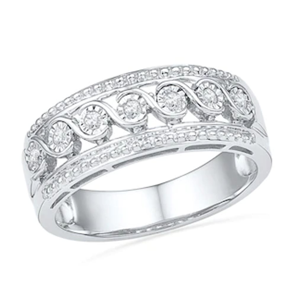 0.10 CT. T.W. Diamond Rolling Wave Band in Sterling Silver|Peoples Jewellers