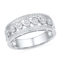 0.10 CT. T.W. Diamond Rolling Wave Band in Sterling Silver|Peoples Jewellers