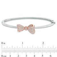 Lab-Created White Sapphire Bow Bangle in Sterling Silver with 18K Rose Gold Plate|Peoples Jewellers