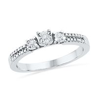 Diamond Accent Three Stone Promise Ring in Sterling Silver|Peoples Jewellers