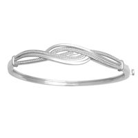 0.33 CT. T.W. Diamond Double Row Bypass Bangle in Sterling Silver|Peoples Jewellers