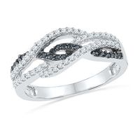 0.33 CT. T.W. Enhanced Black and White Diamond Intertwined Ring in Sterling Silver|Peoples Jewellers