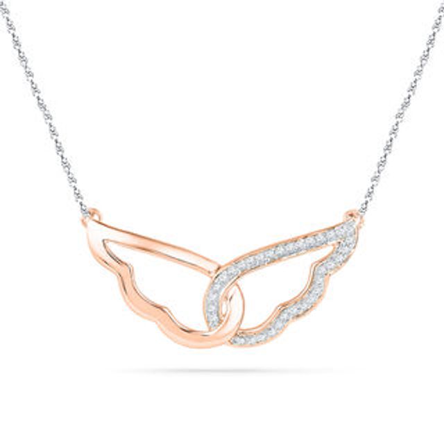 0.13 CT. T.W. Diamond Wings Necklace in 10K Rose Gold|Peoples Jewellers