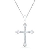 0.13 CT. T.W. Diamond Cross Pendant in 10K White Gold|Peoples Jewellers