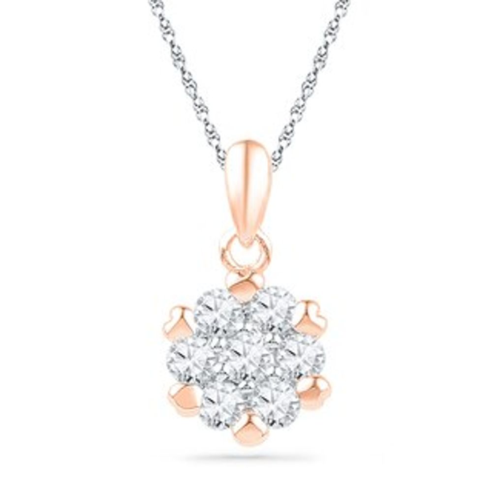 0.50 CT. T.W. Diamond Flower Cluster Pendant in 10K Rose Gold|Peoples Jewellers