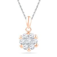 0.50 CT. T.W. Diamond Flower Cluster Pendant in 10K Rose Gold|Peoples Jewellers